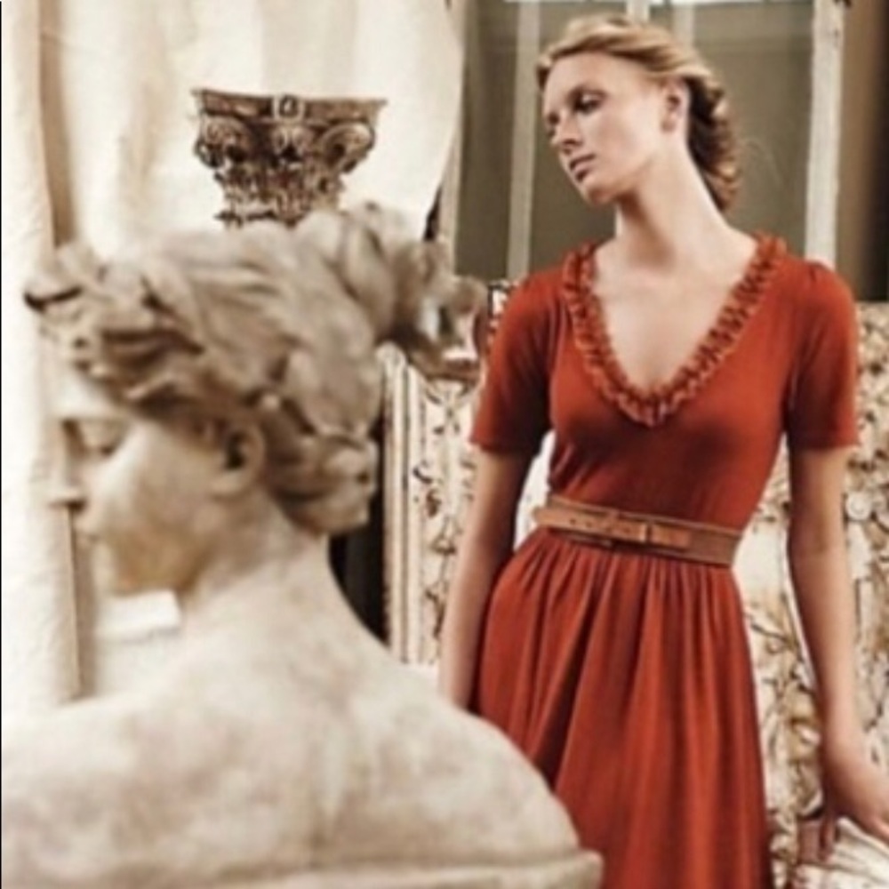 Anthropologie Isabella Sinclair.Jacinth.Burnt orange. Sweater dress. Size M.